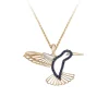 14k 2/tone Hummingbird Pendant with Diamond and 27 Blue Sapphires with Black Rhodium