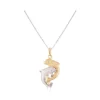 14k 2/tone 15mm "Dancing Couple" Dolphin Pendant with 2 diamonds