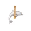 14k 2/tone 28mm "Jumping Loop" Dolphin Pendant with 2 blue diamonds
