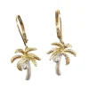 14k 2/tone 15mm Palm Tree Earrings with 2 Diamonds