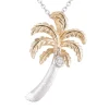 14k 2/tone 20mm Palm Tree Pendant