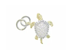 14k 2/tone 17mm Sea Turtle Charm with 21 Diamonds