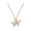 14k 2/tone 20mm Sea Turtle Pendant with 2 Diamonds