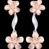 14k 2/Tone Plumeria Lei Earrings with 4 diamonds