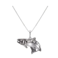 14k 2/tone Salmon Pendant with 7 Diamonds