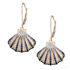 14k 2/tone Shell Earrings with 96 Sapphires