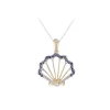 14k 2/tone Shell Pendant with 21 Blue Sapphires