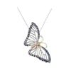14k 2/tone Single Butterfly (Blue Morpho) Pendant with 48 Blue Sapphires