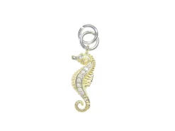 14k 2/tone Single Sea Horse Charm with 9 Diamonds