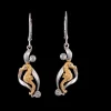 14K Two Tone Single Sea Horse Earrings With 6 Diamonds