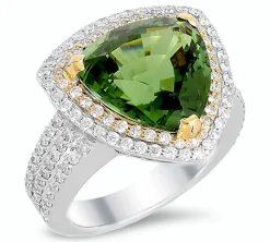 18K white and yellow gold ring with 0.99 CT diamonds and 8.00 CT tourmaline