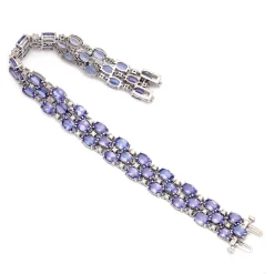 14K White Gold Diamond Bracelet with Tanzanites