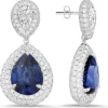 18K white gold earrings with 340 pcs 2.04 CT diamonds and 2 pcs sapphire 2.93ct and 3.06ct sapphire
