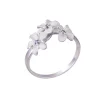 14k White Gold 8mm Plumeria Ring with 3 blue diamonds