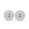 18K white gold stud earrings with 0.42 CT and 1.00 CT diamonds