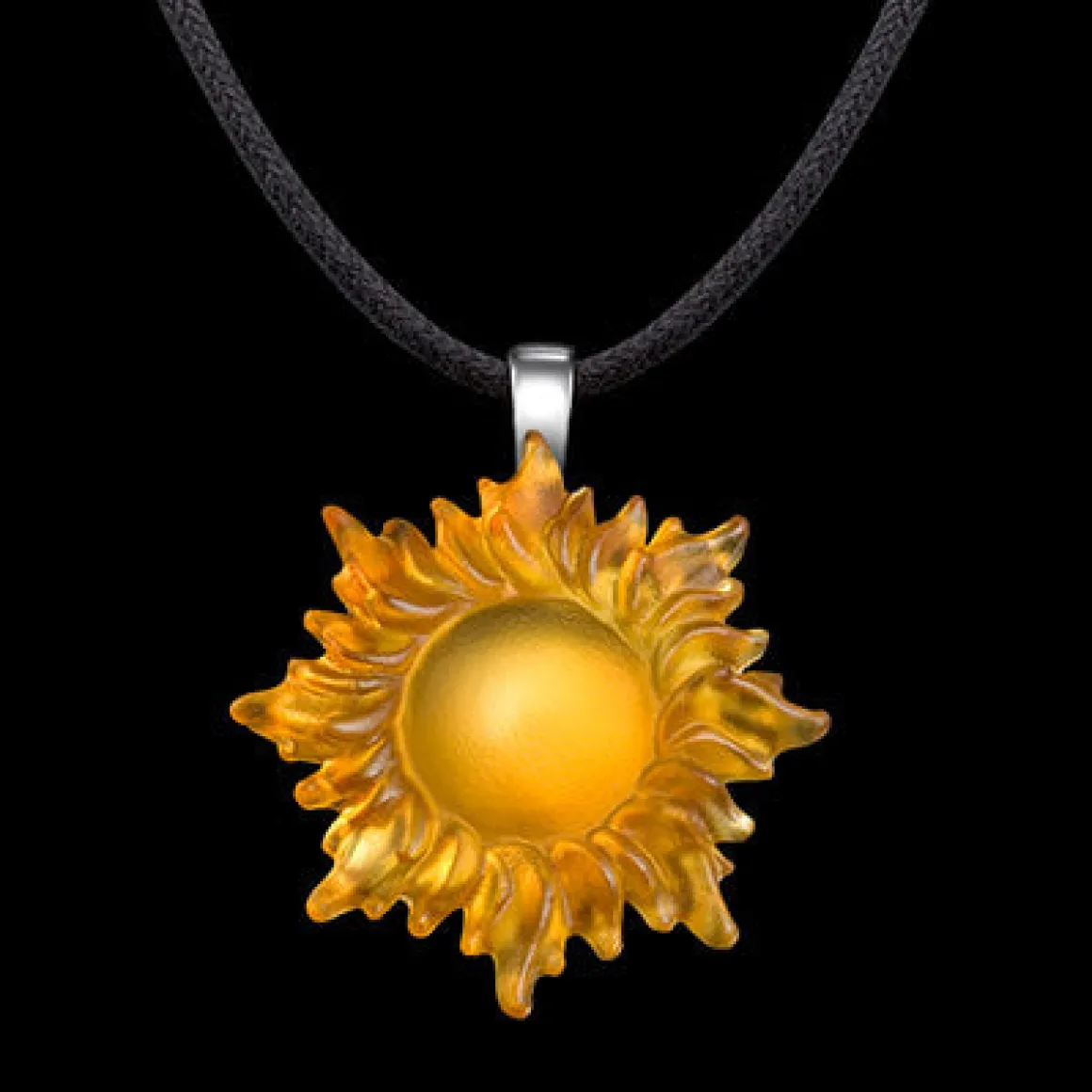 14K White Gold Sun Pendant