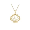 14k Yellow Gold Shell Pendant with 21 Yellow Sapphires