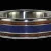 Koa Wood Titanium Ring with Lapis Inlay