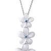 14kw Plumeria Slide Pendant with 3 blue diamonds