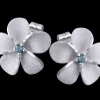 14kw/g 11mm Plumeria Earrings with 2 blue diamonds