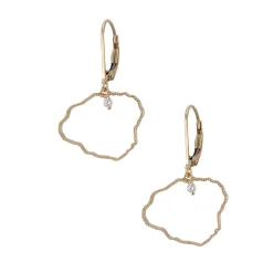 14ky "Kauai" Earrings with Dangle Leverbacks, w/2 diamonds .06ct (At Hanalei)