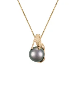 14ky Mermaid Pendant with Tahitian Pearl 11mm