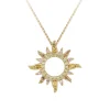 14ky "Sunburst" Small Pendant with 44 Colored Sapphires
