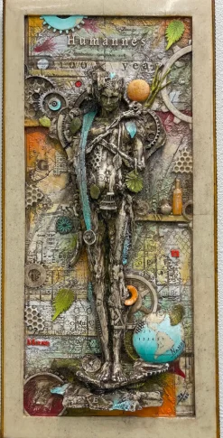Man dot Earth Relief Mixed Media