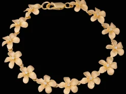 11mm 14k Plumeria Bracelet with 13 diamonds and 13 flowers