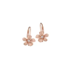 8mm 14k Plumeria Earrings with 2 diamonds