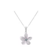 13mm 14k Plumeria Pendant with 0.03 carats blue diamond