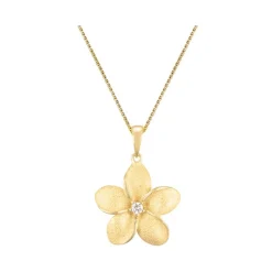 18mm 14k Plumeria Pendant with Diamond