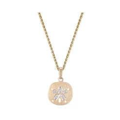 11mm 14k Sand Dollar Pendant with 5 diamonds