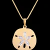 21mm 14K Sand Dollar Pendant With 12 Diamonds