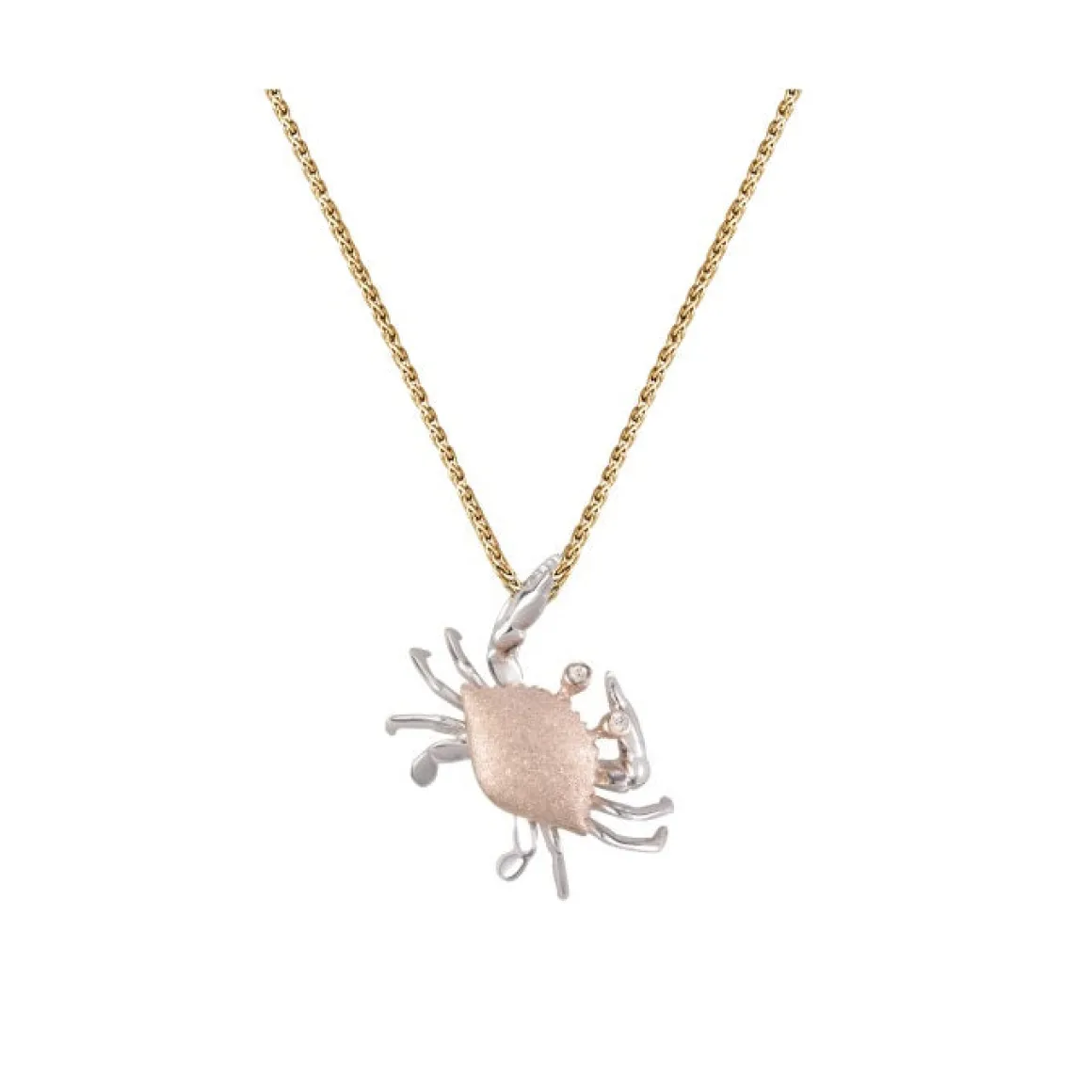 18mm 14k 2/tone Crab Pendant with 2 Diamonds