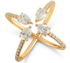 Pear Diamond X Ring