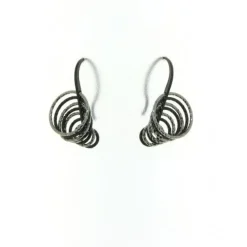 Sterling Silver Black & White Circle Drop Earrings