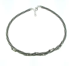 Sterling Silver Grey Mesh High Polish Ball Necklace