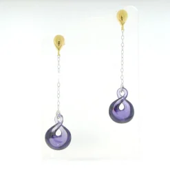 Sterling Silver Purple Zircon Drop Earrings