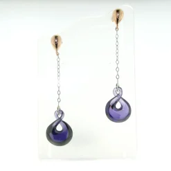 Sterling Silver Purple Zircon Drop Earrings