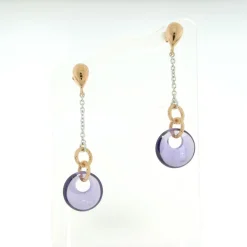 Sterling Silver Rose & Silver Zircon Amethyst Earrings