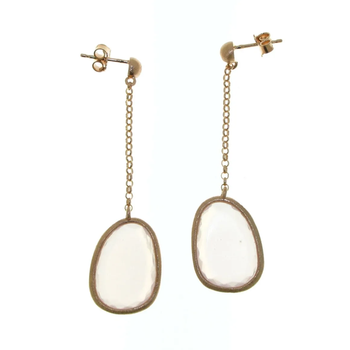 Sterling Silver Rose-Colored Murano Glass Drop Earrings