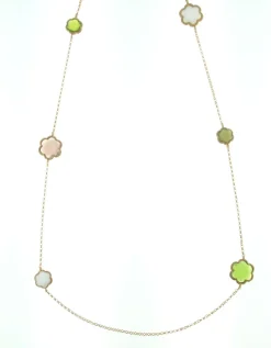 Sterling Silver Rose-Toned Multi-Colored Murano Glass Necklace