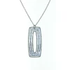 Sterling Silver Sparkle Glitter Rectangular Pendant Necklace