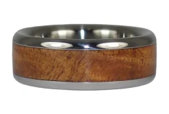 Tiger Koa Wood Hawaii Titanium Ring