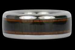 Titanium Ring with Koa and Black Wood Inlays