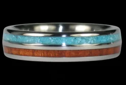 Turquoise and Koa Titanium Ring Band