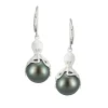 White Gold Octopus Earrings With 11mm Tahitian Pearls & Diamonds