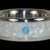 White Pearl Blue Diamond Titanium Ring
